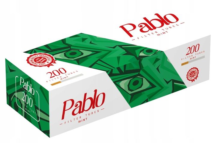 Gilza Gilzy Pablo Mint Tubki Tutki Papierosowe Miętowa Smak Mięta 200 szt.