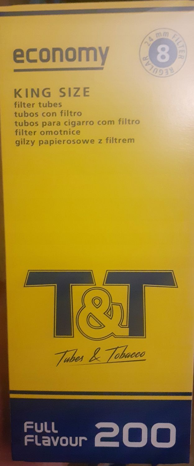 Gilza Gilzy T&amp;T KS Tubki Tutki Papierosowe Filtr 24mm TT 200 szt.