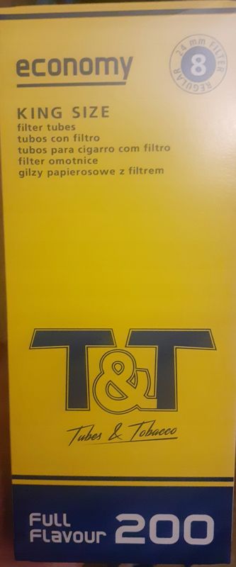 Gilza Gilzy T&amp;T KS Tubki Tutki Papierosowe Filtr 24mm TT 200 szt.