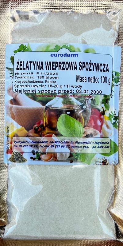 Przyprawa ŻELATYNA WIEPRZOWA SPOŻYWCZA 100 g #31