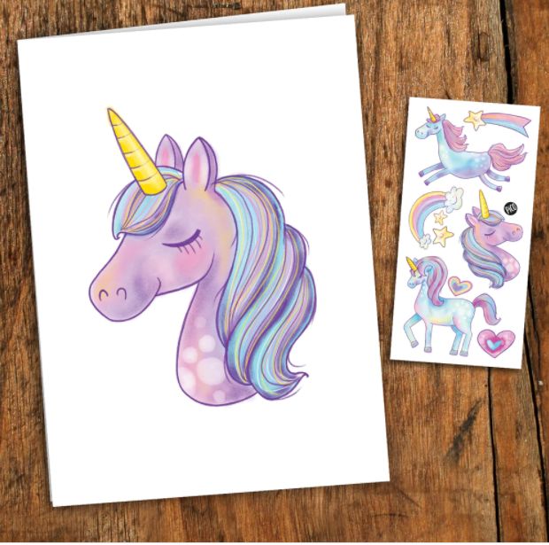 CARTE DE SOUHAITS PICO TATOO - LICORNE