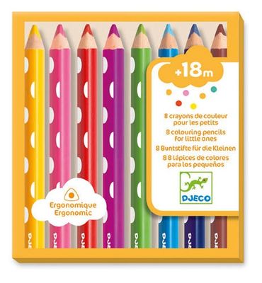 DJECO - 8 CRAYONS DE COULEUR POUR LES PETITS