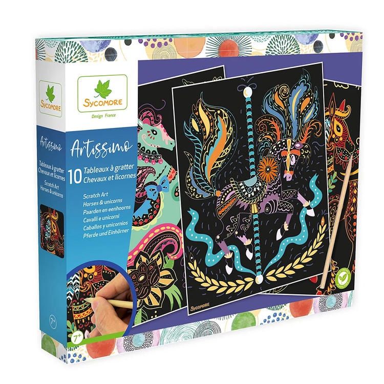 10 TABLEAUX À GRATTER - CHEVAUX ET LICORNES
