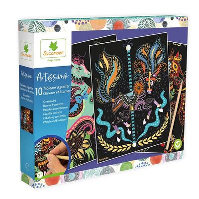 10 TABLEAUX À GRATTER - CHEVAUX ET LICORNES