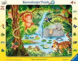 CASSE-TÊTE 24 PIÈCES SUR CADRE RAVENSBURGER - LES HABITANTS DE LA JUNGLE