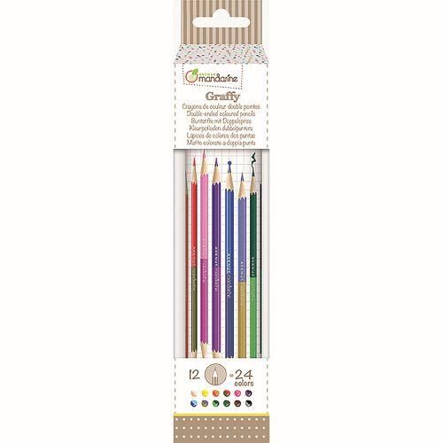 TUBE 12 CRAYONS COULEUR DOUBLE POINTES
