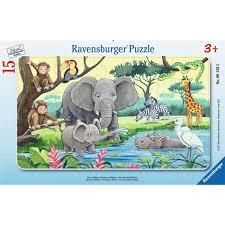 CASSE-TÊTE 15 PIÈCES SUR CADRE RAVENSBURGER - ANIMAUX D'AFRIQUE