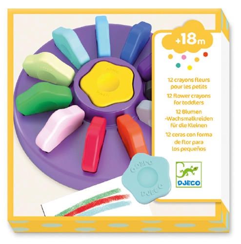 DJECO - 12 CRAYONS FLEURS POUR PETITS