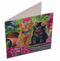 CARTE D'ANNIVERSSAIRE EN BRODERIE DE DIAMANT - AMIS DES CHATS