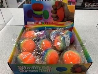 BALLE STRESS MOULABLE ARC-EN-CIEL 7CM