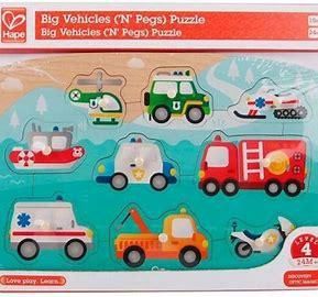 CASSE-TÊTE 9 PIÈCES EN BOIS HAPE - VÉHICULES DE SECOURS