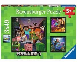 CASSE-TÊTE 3 X 49 PIÈCES RAVENSBURGER - BIOMES DE MINECRAFT