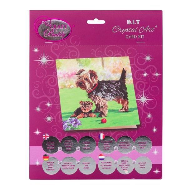 CARTE D'ANNIVERSAIRE BRODERIE DIAMANT CHIENS