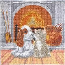 BRODERIE DE DIAMANT CRYSTAL ART - PALS BY FIREPLACE