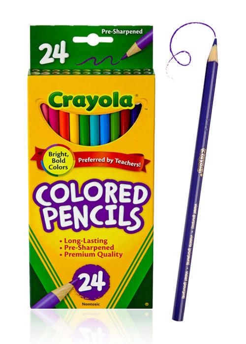 CRAYOLA - 24 CRAYONS DE COULEUR EN BOIS