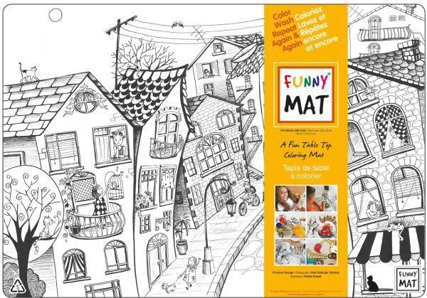 FUNNY MAT - NAPPERON À COLORIER RÉUTILISABLE CHATS SUR RUE