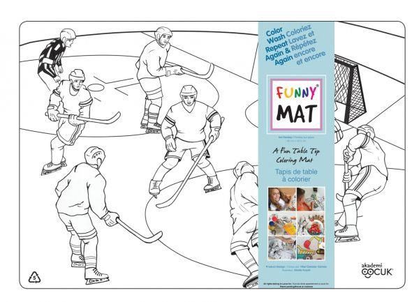 FUNNY MAT - NAPPERON BLANC À COLORIER RÉUTILISABLE HOCKEY