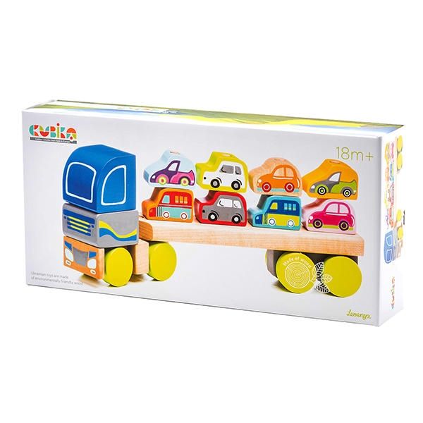 CAMION EN BOIS AVEC VOITURE À EMPILER