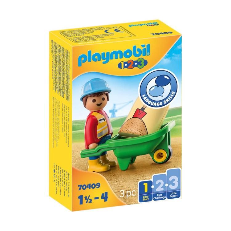 PLAYMOBIL 1-2-3 70409 - OUVRIER AVEC BROUETTE