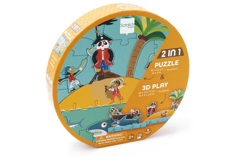 CASSE-TÊTE 36 PIÈCES AVEC PIÈCES 3D SCRATCH - PIRATES