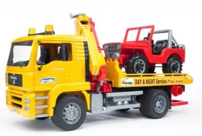 BRUDER 02750 - CAMION DE DÉPANNAGE MAN TGA AVEC VÉHICULE TOUT-TERRAIN