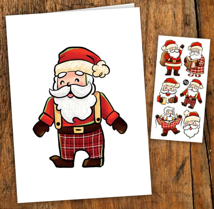 CARTE DE SOUHAITS PICO TATOO - LE PÈRE NOËL EN PYJAMA