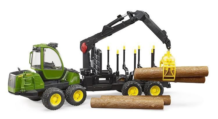BRUDER 09805 - PORTEUR FORESTIER JOHN DEERE AVEC GRAPPIN À BOIS
