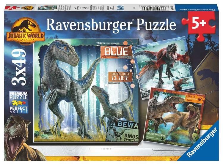 CASSE-TÊTE 3 X 49 PIÈCES RAVENSBURGER - T-REX ET AUTRES DINOSAURES