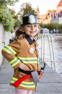 COSTUME DE POMPIER BRUN AVEC ACCESSOIRE 5-6 ANS
