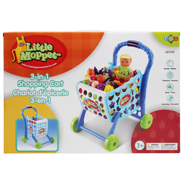 LITTLE MOPPET - CHARIOT D'ÉPICERIE 3 EN1 BLEU