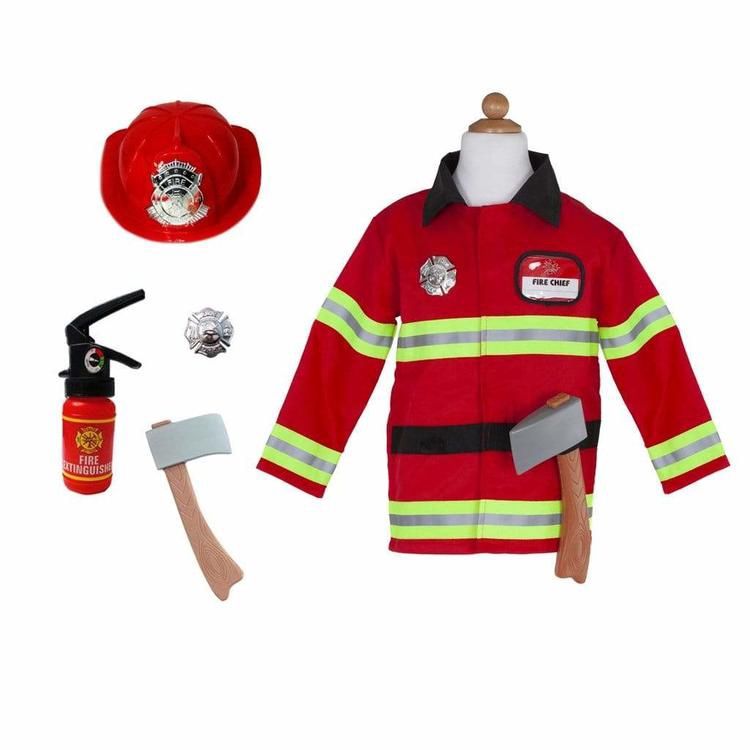 COSTUME DE POMPIER ROUGE AVEC ACCESSOIRES