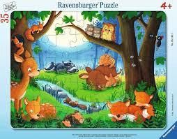 CASSE-TÊTE 35 PIÈCES SUR CADRE RAVENSBURGER - QUAND LES PETITS ANIMAUX S'ENDORMENT