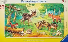 CASSE-TÊTE 15 PIÈCES SUR CADRE RAVENSBURGER - PETITS ANIMAUX DE LA FORÊT