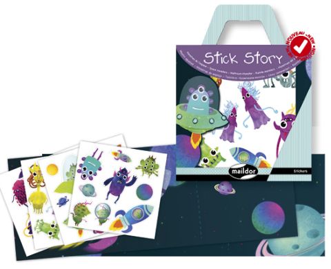 AUTOCOLLANTS RÉUTILISABLES STICK STORY: MONSTRES DE L'ESPACE