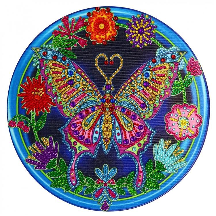 BRODERIE DE DIAMANTS JACAROU SUR TOILE ROND - PAPILLON