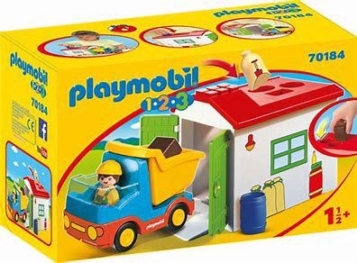 PLAYMOBIL 1-2-3 70184 - OUVRIER AVEC CAMION ET GARAGE