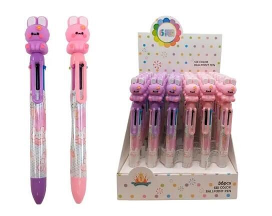 CRAYON STYLO 6 COULEURS EN 1  - LAPIN