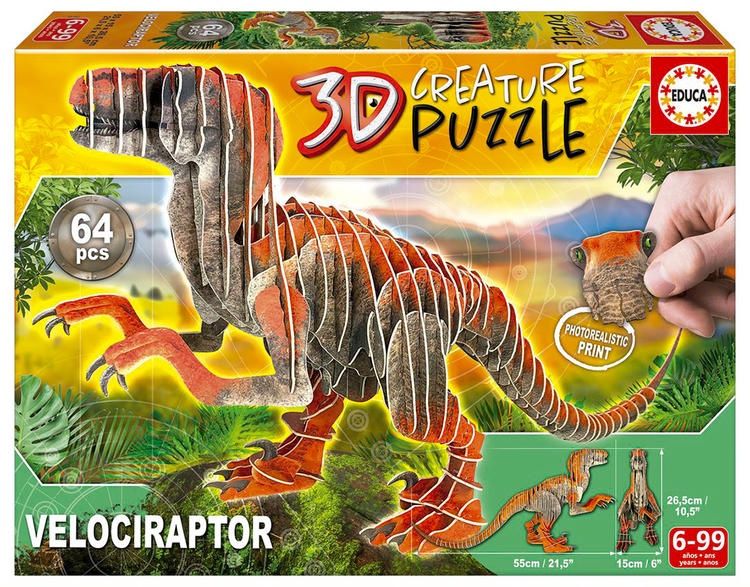CASSE TÊTE 3D 64 PIÈCES CREATURE EDUCA - VELOCIRAPTOR