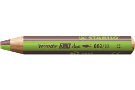 STABILO - WOODY 3 EN 1 DUO CRAYON BRUN ET VERT 882/570 630