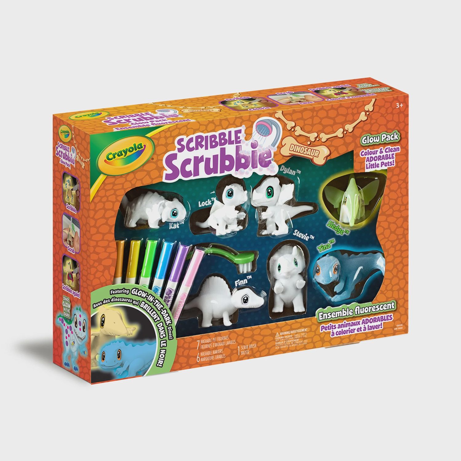 CRAYOLA SCRIBBLE SCRUBBIE - DINOSAURE À COLORIER FLUORESCENT