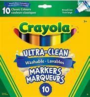 CRAYOLA - 10 MARQUEURS COULEURS CLASSIQUES LARGE