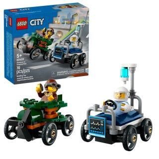LEGO CITY 60459 - ENSEMBLE DE COURSE L'AVION CONTRE LA VOITURE-LIT D'HÔPITAL