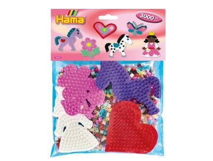 HAMA  3000 PCES AVEC PLAQUES ROSE