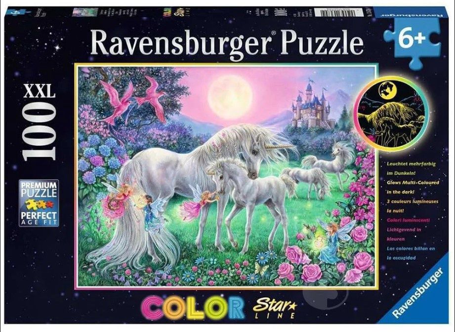 CASSE-TÊTE 100 PIÈCES RAVENSBURGER - LICORNES AU CLAIR DE LUNE