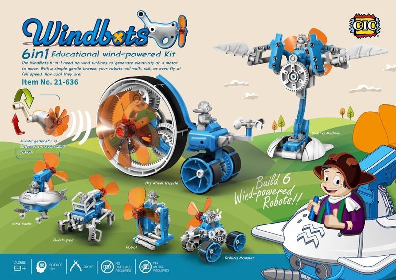 KIT ÉDUCATIF 6 EN 1 À ÉNERGIE ÉOLIENNE