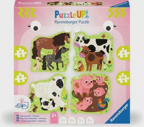 CASSE-TÊTE 4, 6, 8 ET 10 PIÈCES RAVENSBURGER - PUZZLE UP ANIMAUX DE LA FERME