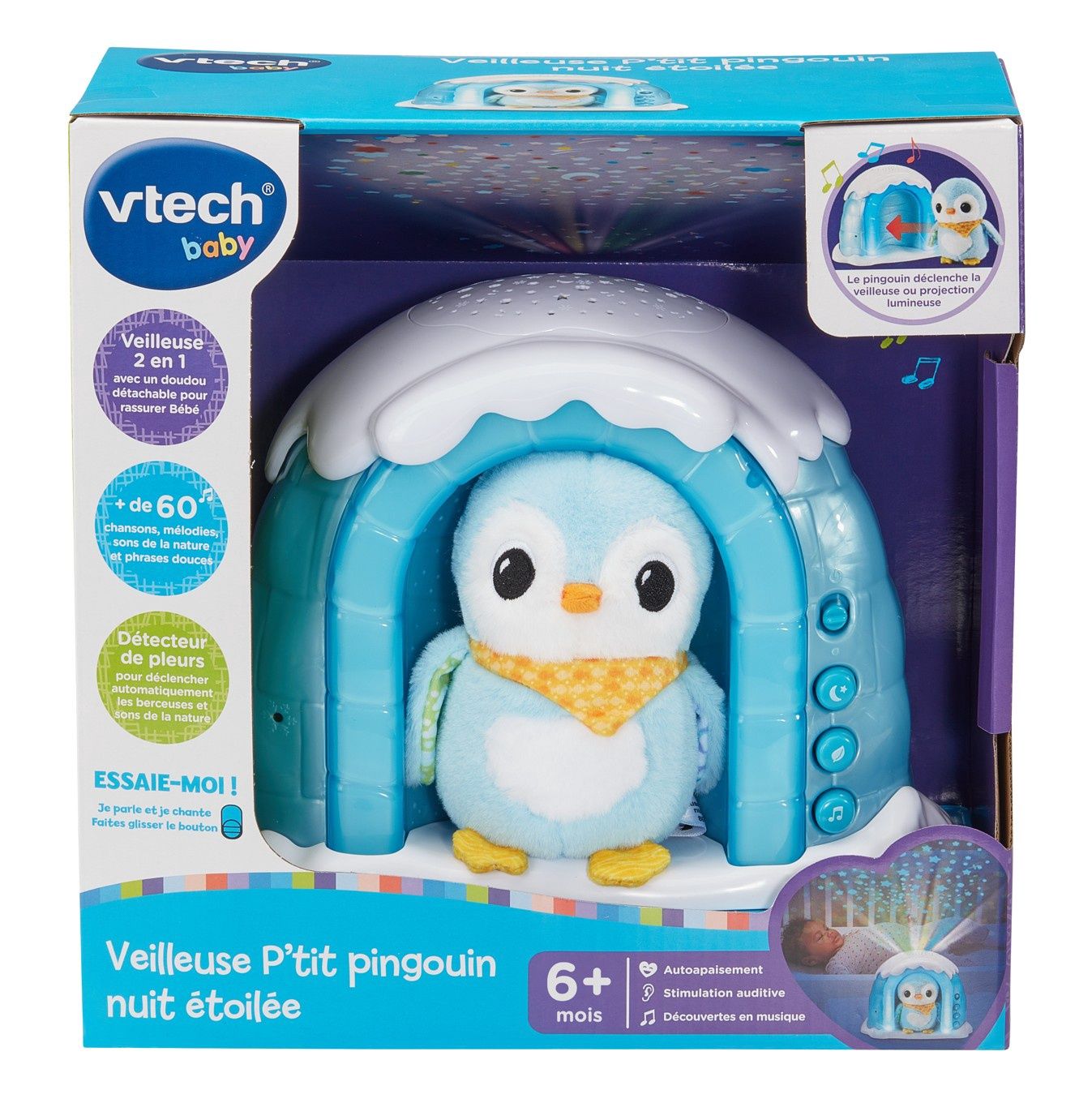 VTECH - VEUILLEUSE P'TIT PINGOUIN NUIT ÉTOILÉE