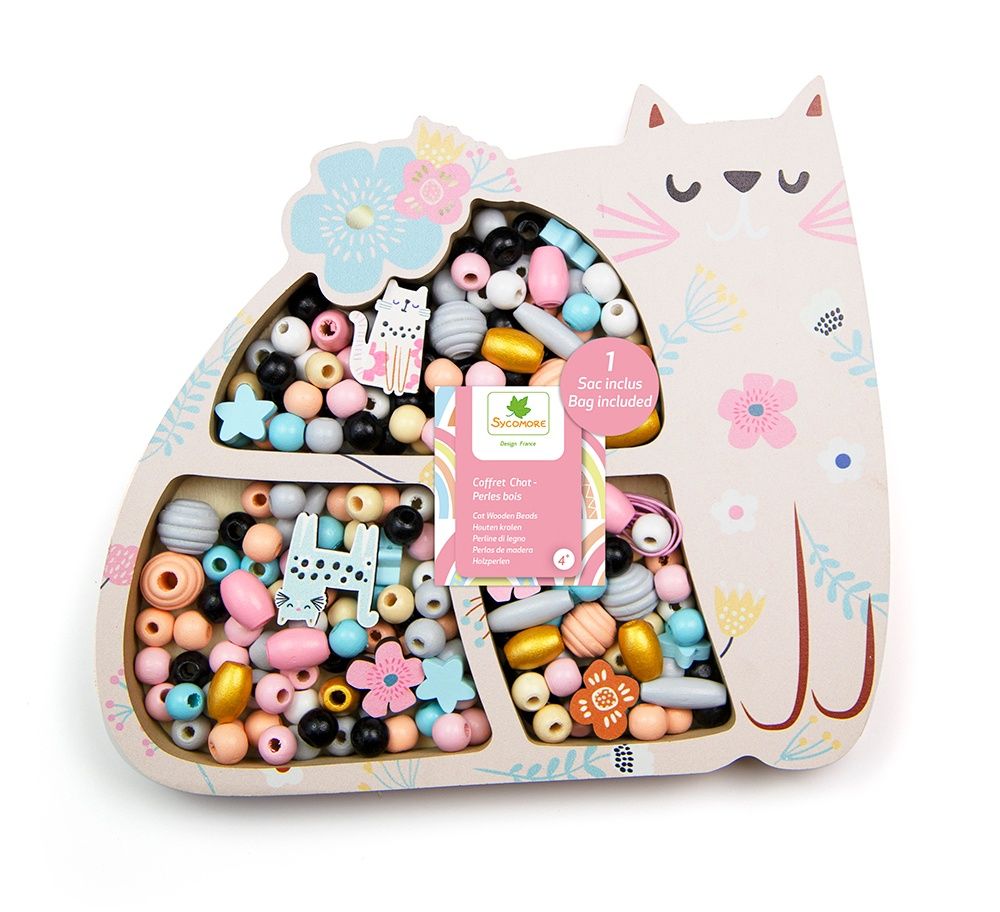 COFFRET PERLE EN BOIS - CHAT