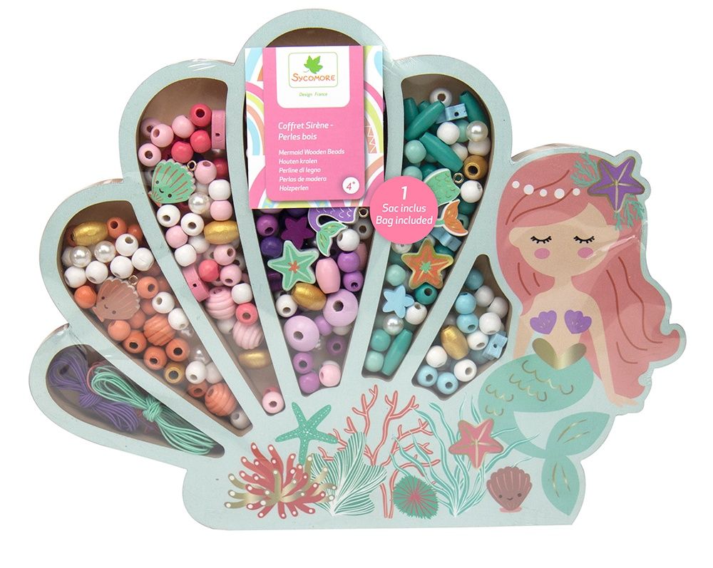 COFFRET PERLES EN BOIS - SIRÈNE
