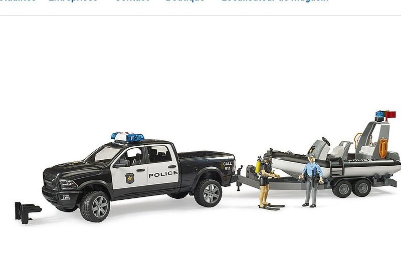 BRUDER 02507 - RAM 2500 DE POLICE AVEC REMORQUE ET BATEAU